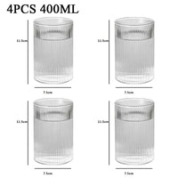 Japanese Vertical Pattern Glass Cup - Handmade Wine & Coffee Drinkware