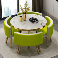 80cm Marble Round Dining Table Set - Modern Table with 4 Chairs
