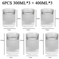 Japanese Vertical Pattern Glass Cup - Handmade Wine & Coffee Drinkware