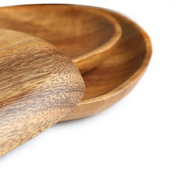 Walnut & Acacia Wooden Serving Plate - Irregular Oval Dinner Tray