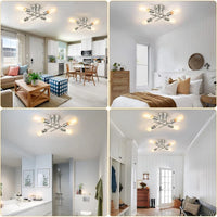 Nordic Semi-Flush Ceiling Chandelier - Retro LED Bedroom Light