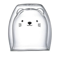 Double-Walled Animal Glass Mug - 250ml Cute Coffee Cup