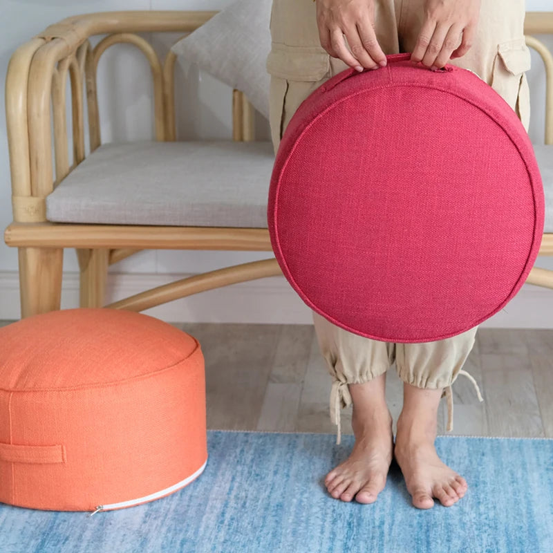 Tea Ceremony Floor Pouf - Cotton Linen Tatami Meditation Cushion