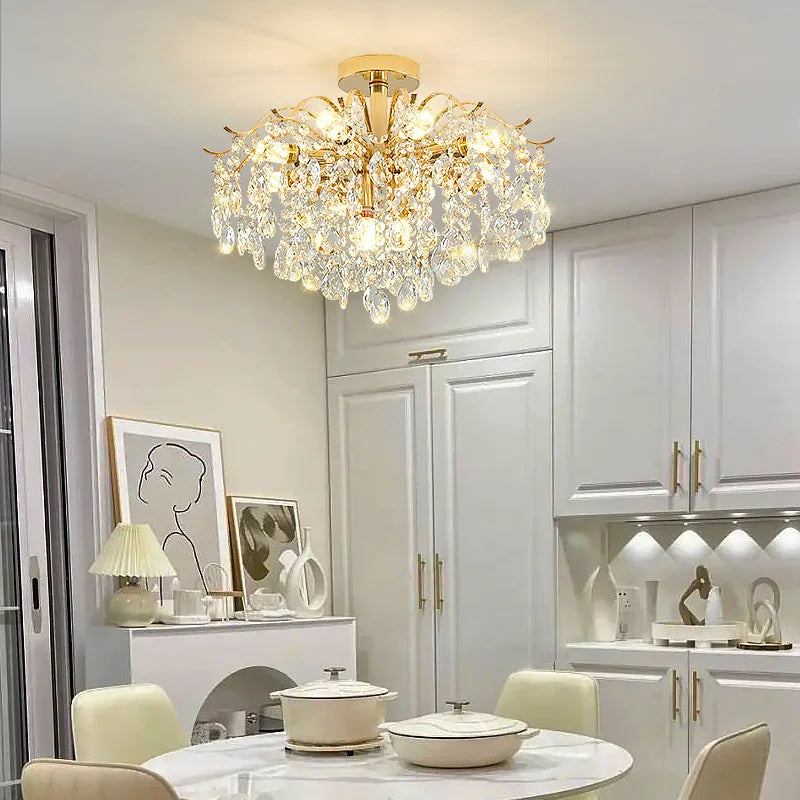 Crystal Ceiling Chandelier - Modern LED Light for Living & Dining
