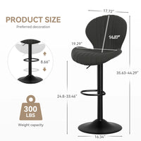 Luxury 2 Piece Adjustable Bar Stool Set - Swivel Kitchen Seating