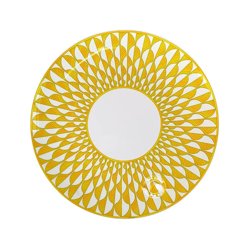 Geometric Bone China Dinner Plate Set - Elegant European Tableware