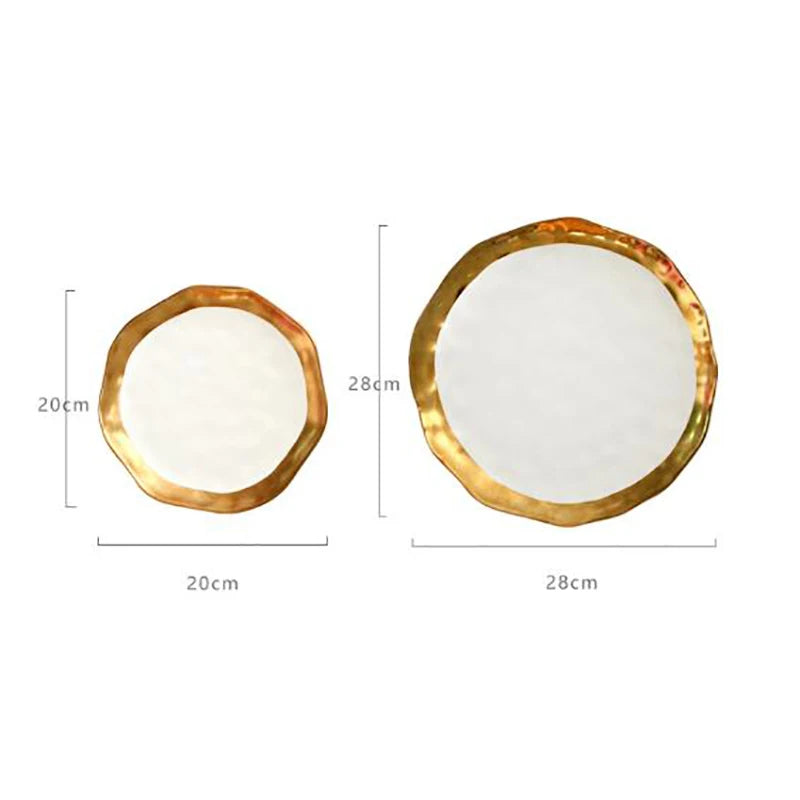 Gold-Plated Steak Pasta Plate - Luxury Restaurant Style Tableware
