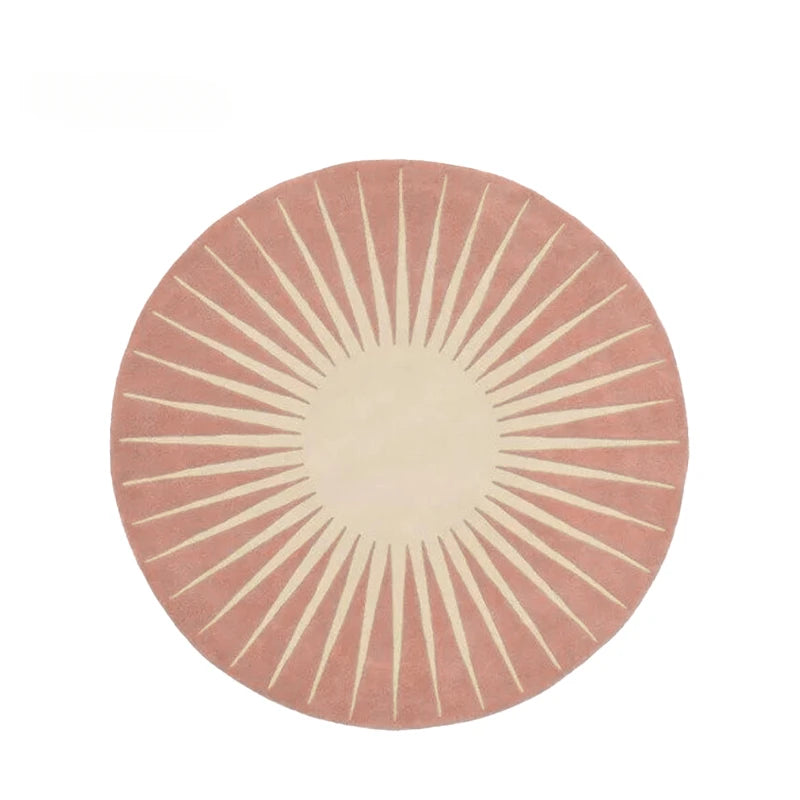 Modern Round Plush Area Rug - Soft Non-Slip Bedroom Carpet