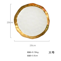 Gold-Plated Steak Pasta Plate - Luxury Restaurant Style Tableware