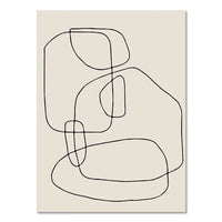 Abstract Boho Geometric Canvas Wall Art - Black and Beige Line Print