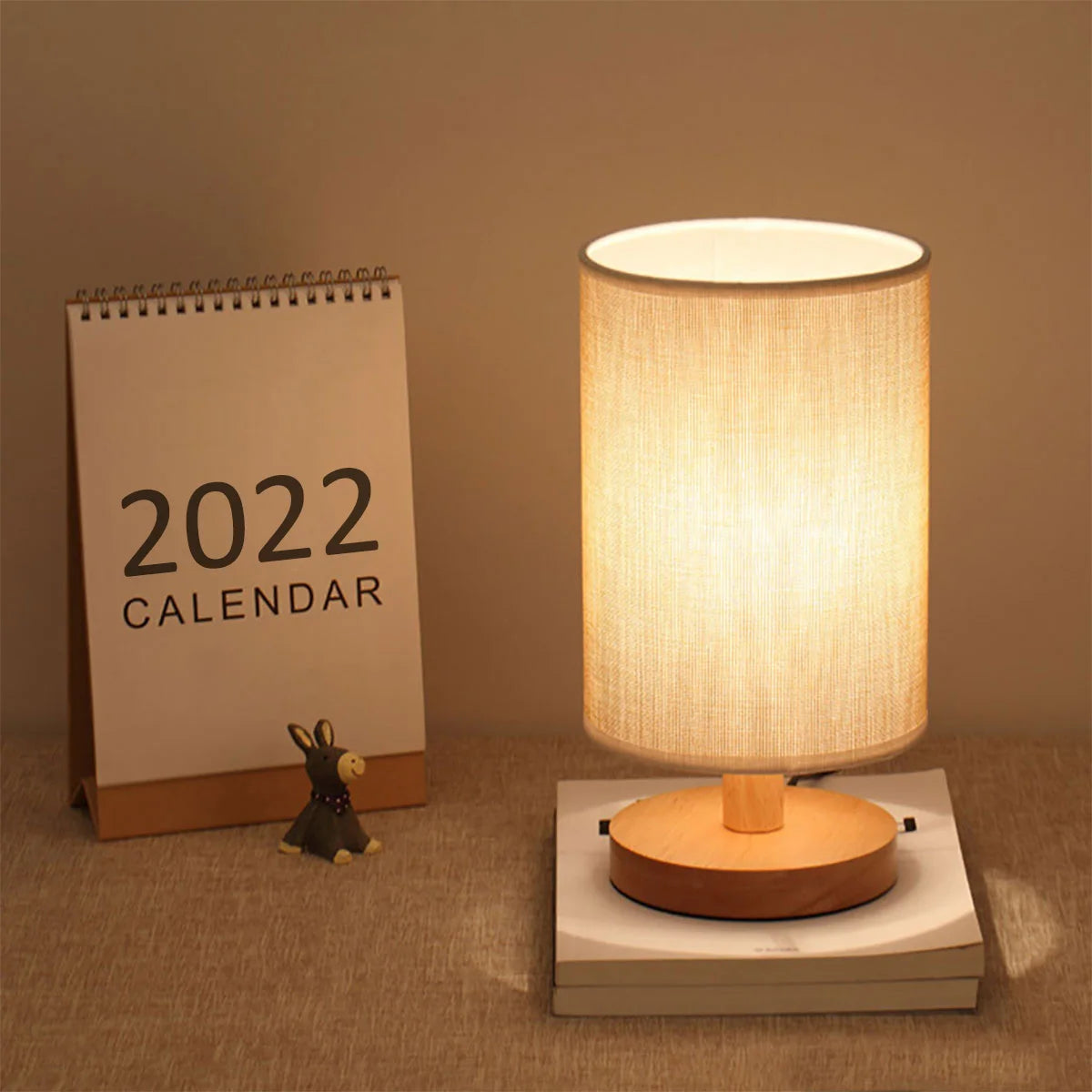 Wooden USB Bedside Lamp - Touch Control Table Night Light
