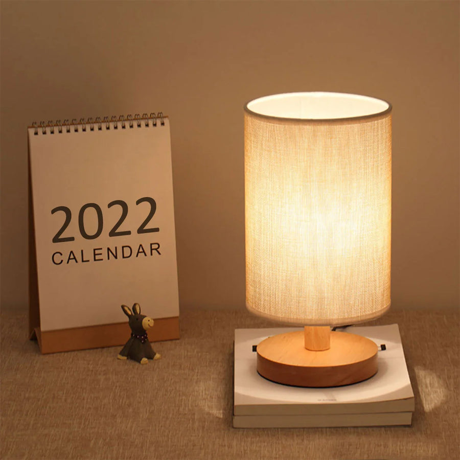 Wooden USB Bedside Lamp - Touch Control Table Night Light