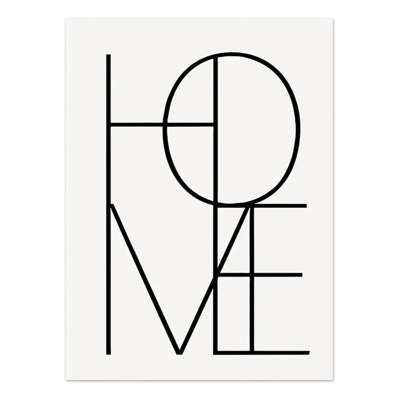 Abstract Boho Geometric Canvas Wall Art - Black and Beige Line Print