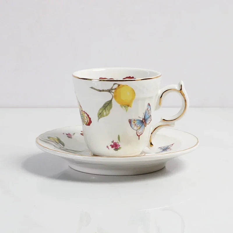 Lemon Pattern Ceramic Dinner Plate - Elegant European Tableware