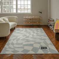 Retro Checkerboard Plush Area Rug - Soft Bedroom and Lounge Carpet