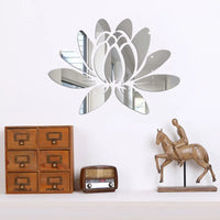 Lotus 3D Acrylic Mirror Wall Sticker - Reflective DIY Decor