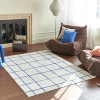 Retro Checkerboard Plush Area Rug - Soft Bedroom and Lounge Carpet