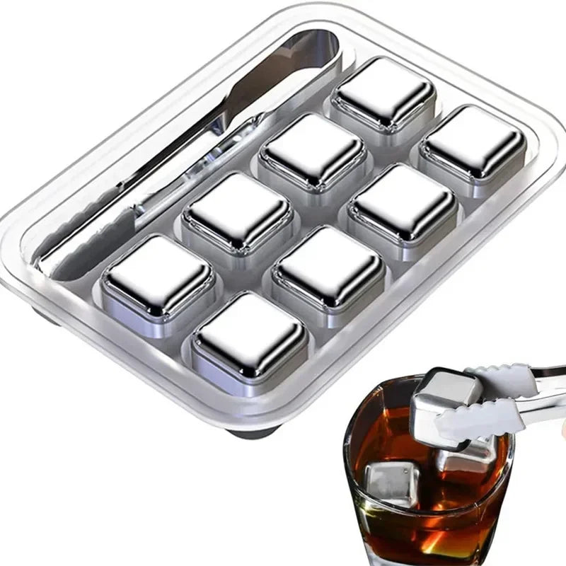 Stainless Steel Whiskey Stones Set - Reusable Chilling Cubes
