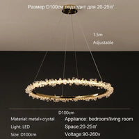 Dimmable Crystal Ring Chandelier - Modern LED Pendant Ceiling Light