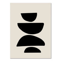 Abstract Boho Geometric Canvas Wall Art - Black and Beige Line Print