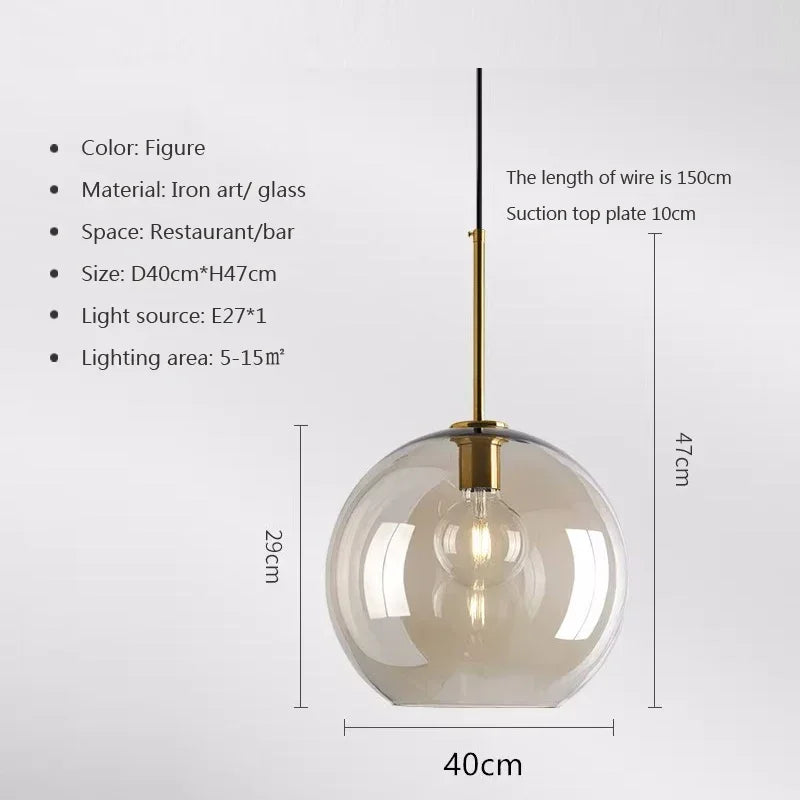 Nordic Glass Pendant Light - Industrial Loft Hanging Lamp