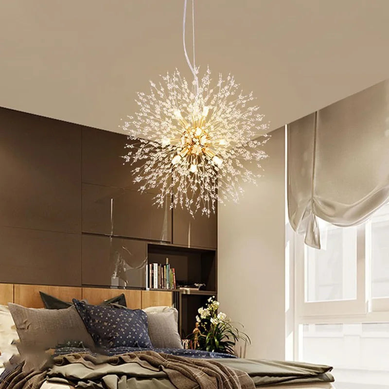 Nordic Dandelion Crystal Chandelier - Cream Style Ceiling Light
