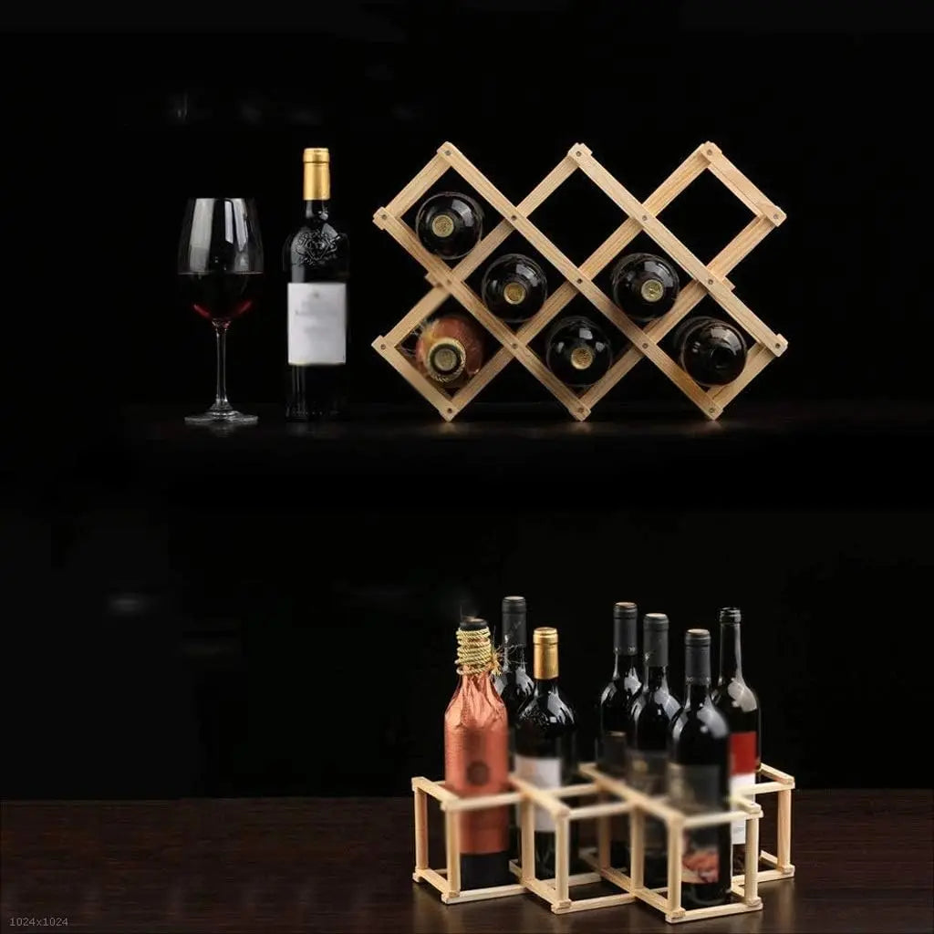 Wooden Wine Rack Stand - Multi-Bottle Pine Storage Organizer