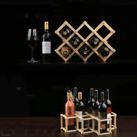 Wooden Wine Rack Stand - Multi-Bottle Pine Storage Organizer