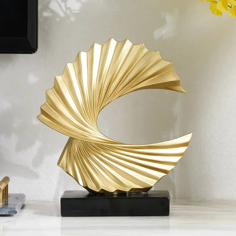 Modern Gold Resin Abstract Sculpture - Luxe Home and Office Accent