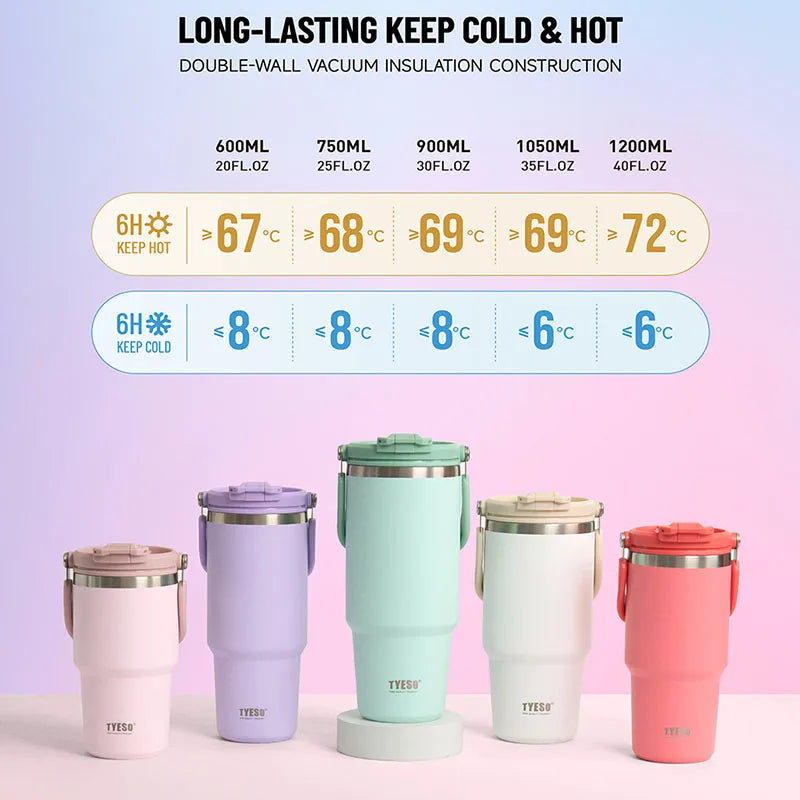 TYESO Insulated Stainless Steel Tumbler - Double-Layer Travel Mug