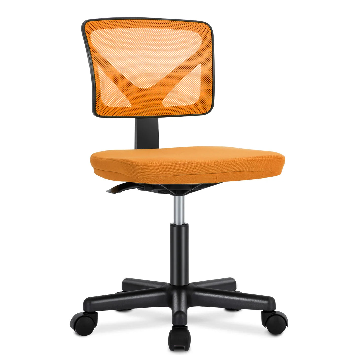 Armless Mesh Office Chair - Low-Back Swivel Seat with Lumbar Support
