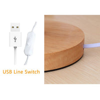 Wooden USB Bedside Lamp - Touch Control Table Night Light