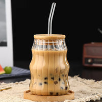 500ml Glass Tumbler with Straw - Mason Jar Cup with Bamboo Lid