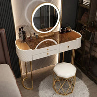 Luxury Makeup Vanity Desk - LED Mirror Dressing Table with Storage