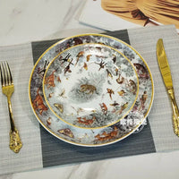 European Jungle Dinnerware Set - Ceramic Steak Plate and Coffee Cup Collection