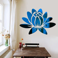 Lotus 3D Acrylic Mirror Wall Sticker - Reflective DIY Decor