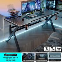 Gaming Desk with Monitor Stand - Carbon Fiber Textured Computer Table