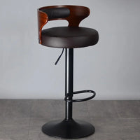 Modern Leather Swivel Bar Stool - Adjustable High Back Chair