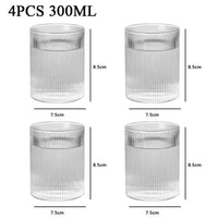 Japanese Vertical Pattern Glass Cup - Handmade Wine & Coffee Drinkware