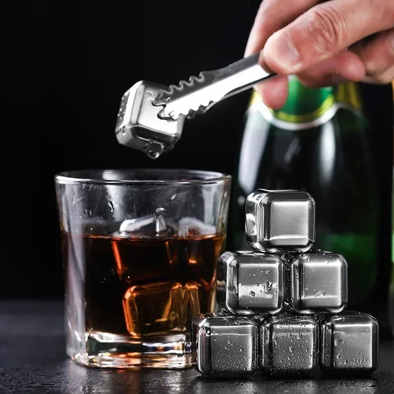 Stainless Steel Whiskey Stones Set - Reusable Chilling Cubes