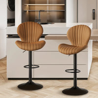 Luxury 2 Piece Adjustable Bar Stool Set - Swivel Kitchen Seating