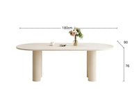 Cream White Oval Sintered Stone Dining Table Set - Modern 6-Chair Set