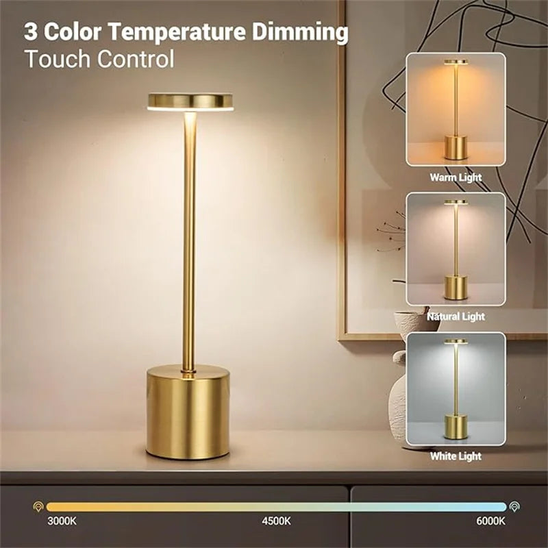 Portable Touch LED Table Lamp - USB Rechargeable Wireless Light