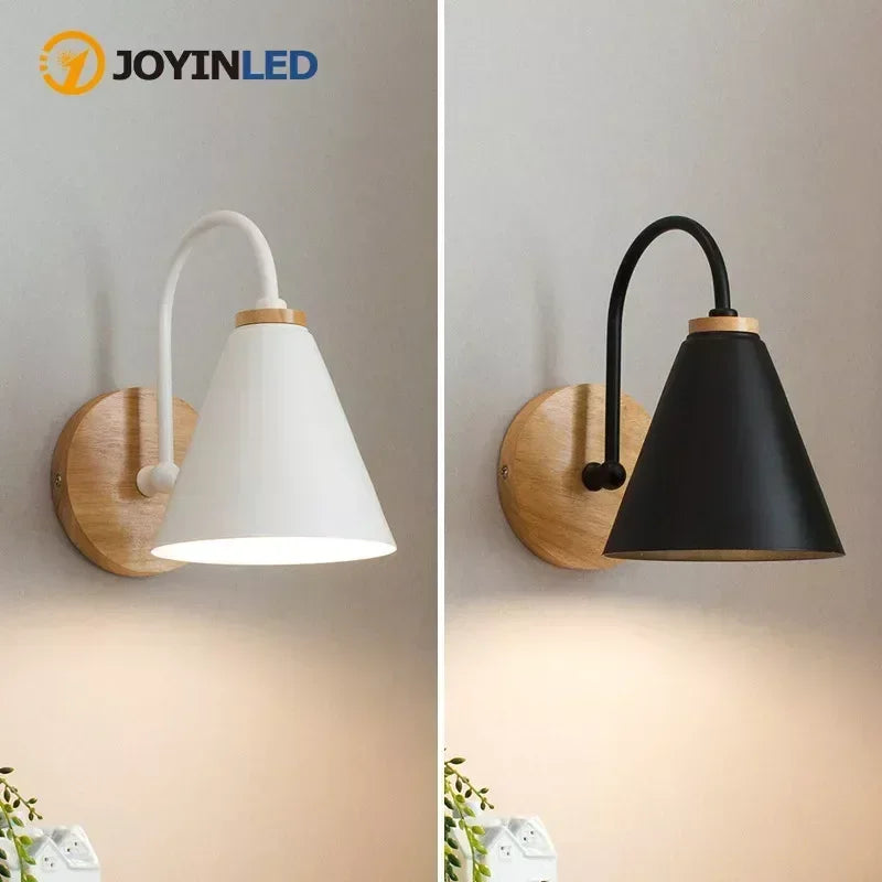 Nordic Solid Wood Wall Lamp - Minimalist Bedside Sconce