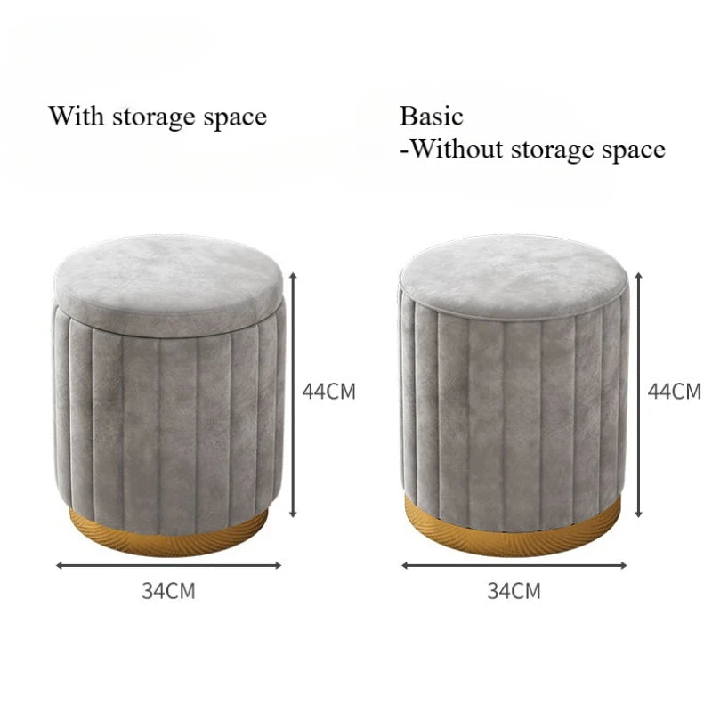 Round Storage Stool - Makeup & Dressing Table Ottoman