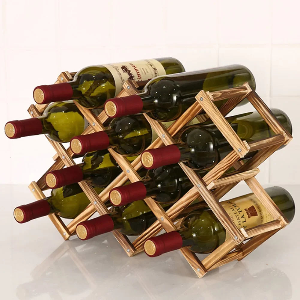 Wooden Wine Rack Stand - Multi-Bottle Pine Storage Organizer