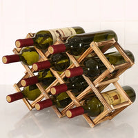 Wooden Wine Rack Stand - Multi-Bottle Pine Storage Organizer