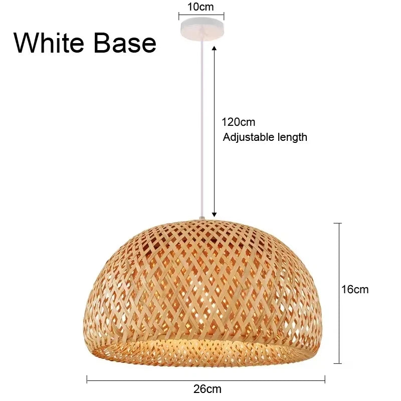 Handwoven Bamboo Rattan Pendant Light - Natural Wicker Ceiling Lamp