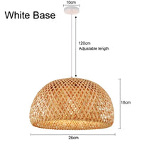 Handwoven Bamboo Rattan Pendant Light - Natural Wicker Ceiling Lamp