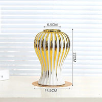 White Ceramic Vase with Gold Edge - Luxe Tabletop Flower Accent